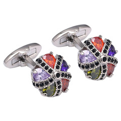 Premium Cufflinks with Colored Crystal, Men's French Style Shirt Business Cufflinks, Model 381