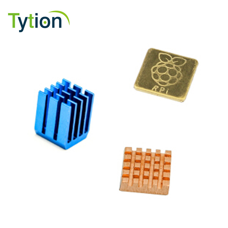 樹莓派3代散熱片3片套裝 套件 純銅鋁超頻3芯片 散熱器藍色 帶膠