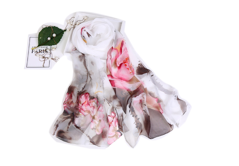 Women's Vacation Color Block Floral Polyester Silk Scarves display picture 5