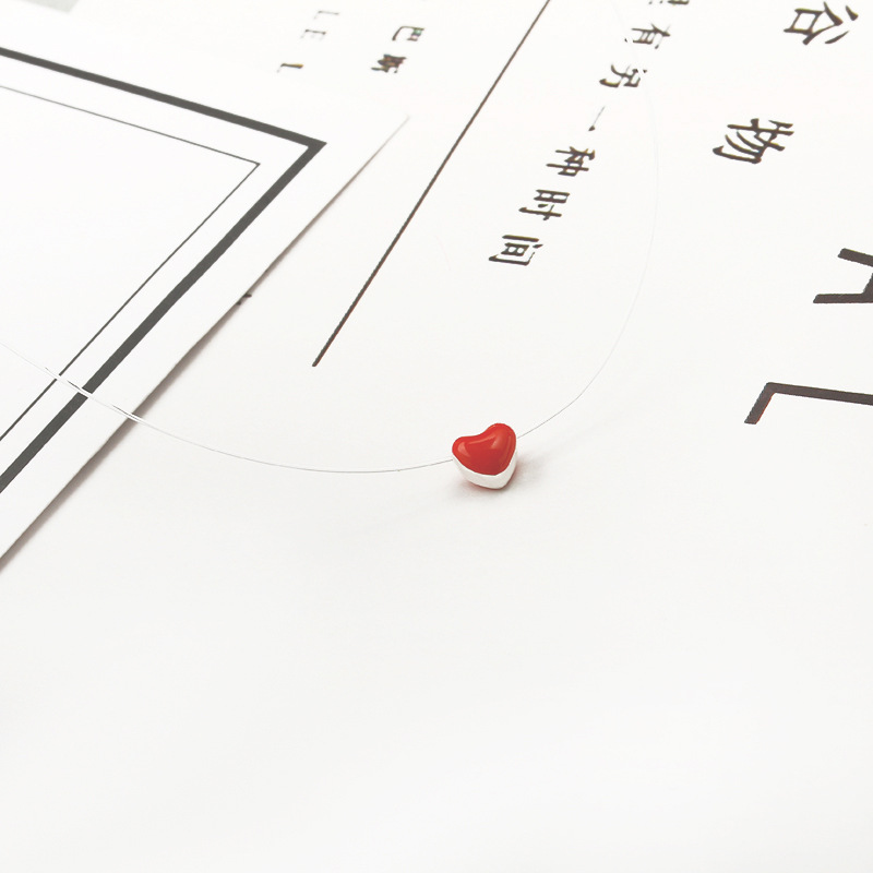 Sweet cute little red heart love necklace female drip oil red peach heart short necklace