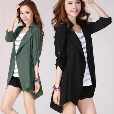 秋装新款女式风衣韩国韩版薄大码女装中长款外套|ms