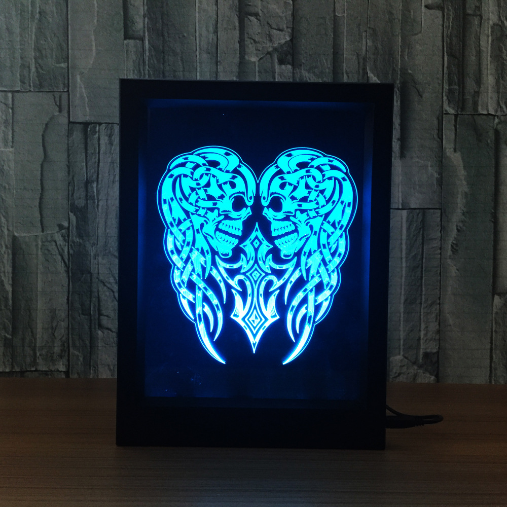 3d相框灯 创意相框灯 led相框灯惩罚面具骷髅头