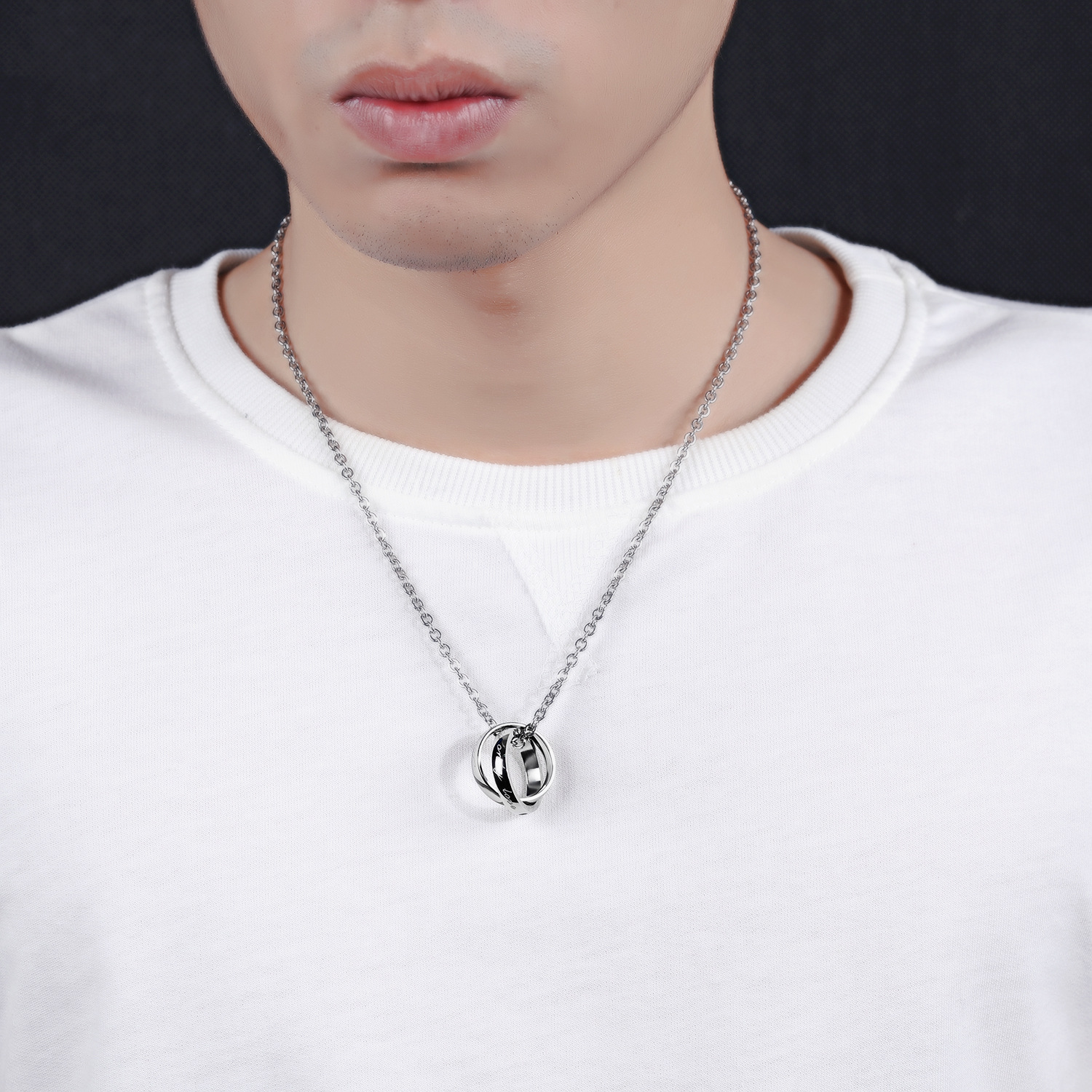 饰品批发 爱心拼图纯钢配链 钛钢项链首饰 情侣项饰 百搭