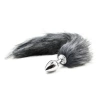 All -gray artificial hair trumpet metal anal plug