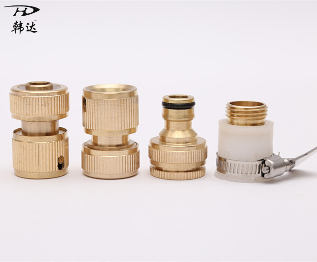 纯铜4分接头通水接头止水接洗衣机接万能塑爪喉箍接头铜4件套接头