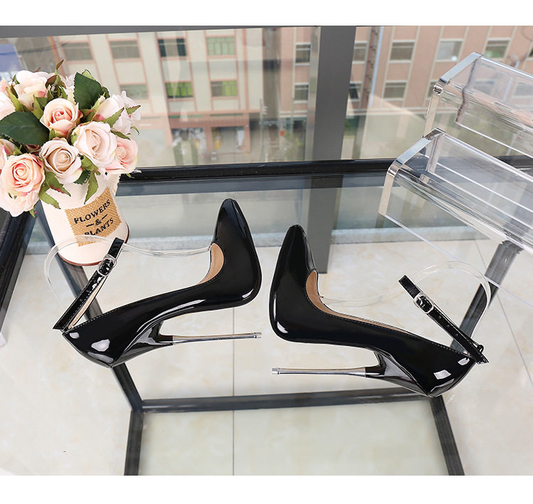 Giày cao gót nữ mũi nhọn gót 16 cm phong cách gợi cảm — Màu Đỏ đào, Màu đen, Màu đỏ, Trắng bạc chi tiết 16