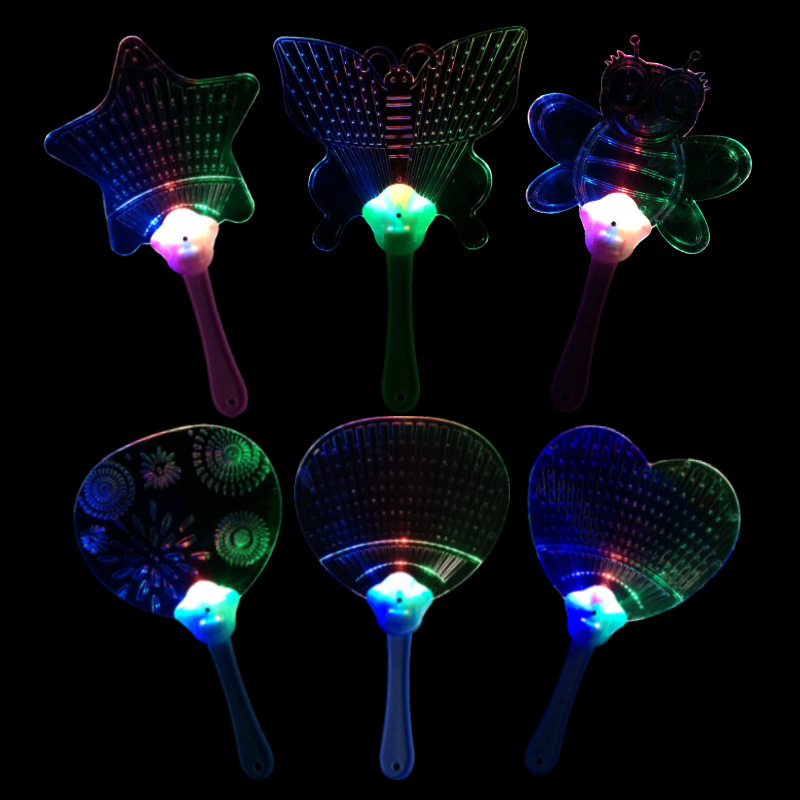 LED Luminous Fan, Plastic Colorful Flash, Acrylic Transparent Fan