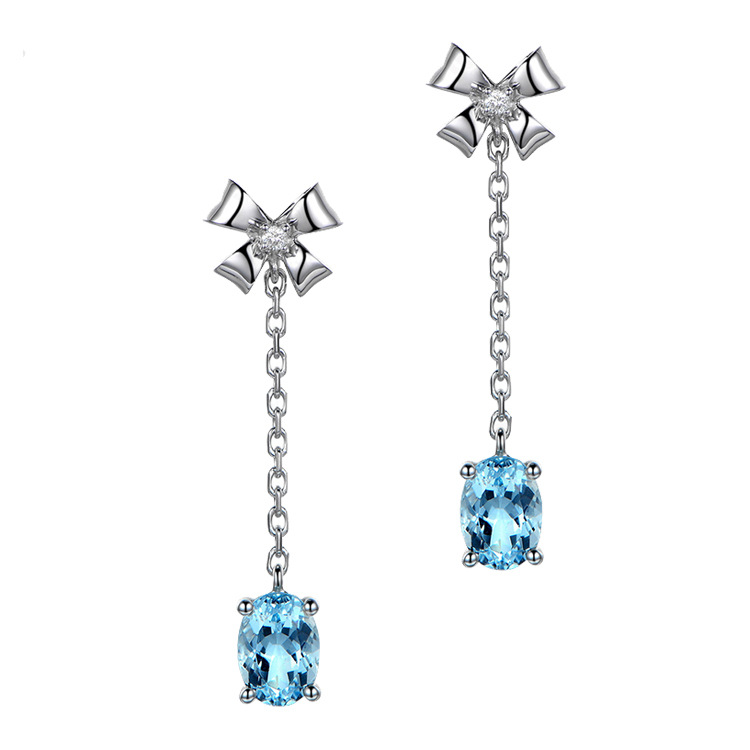 Platinum organic copper earrings with bow with zircon