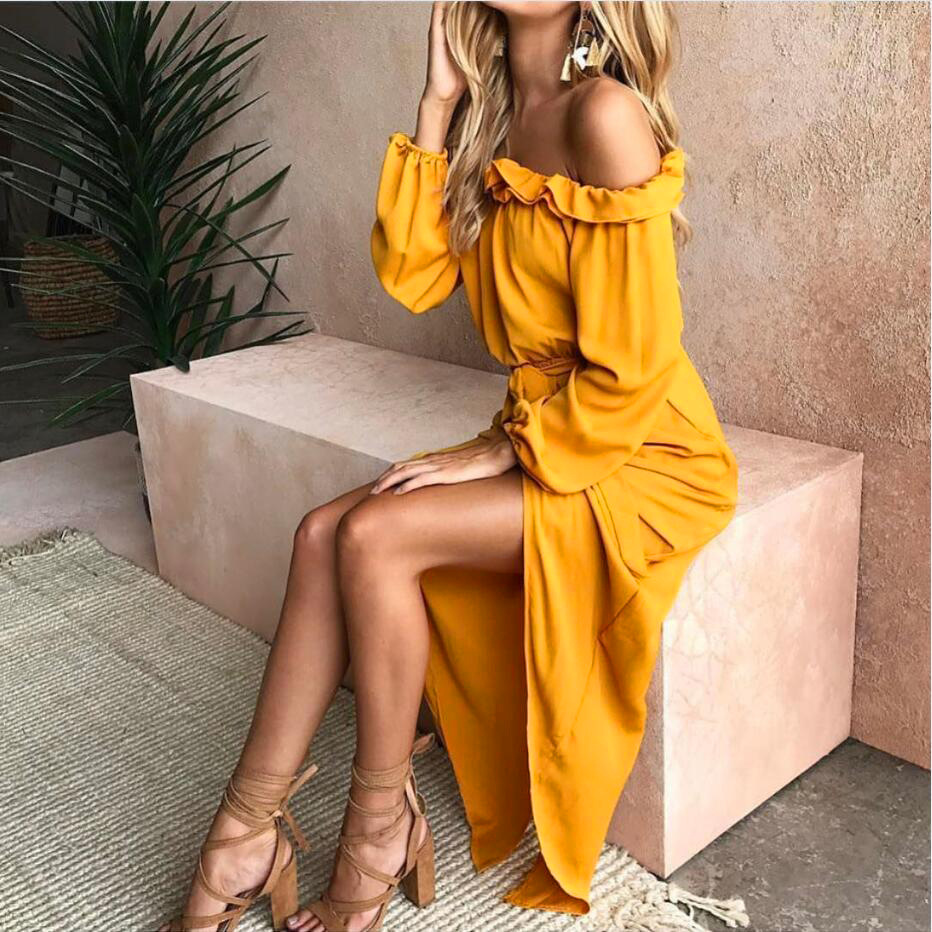 mustard maxi dress long sleeve