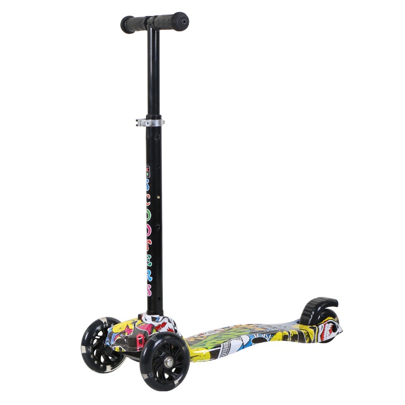 Graffiti children Scooter tycoon Migao fold Flash pu Scooter Adjustable Height The four round