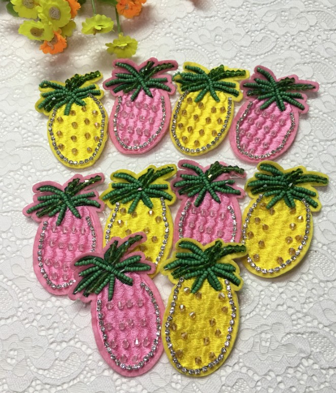 Paared Stickerei Stoff Aufkleber Großhandel Obst Stickerei Aufkleber Ananas Außenhandel Diy Stickerei Zubehör Spot display picture 1