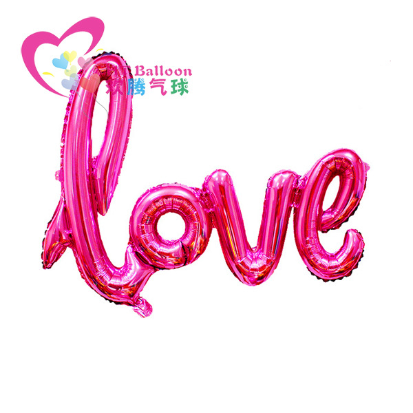 欢腾气球大号手写LOVE玫粉色 LOGO