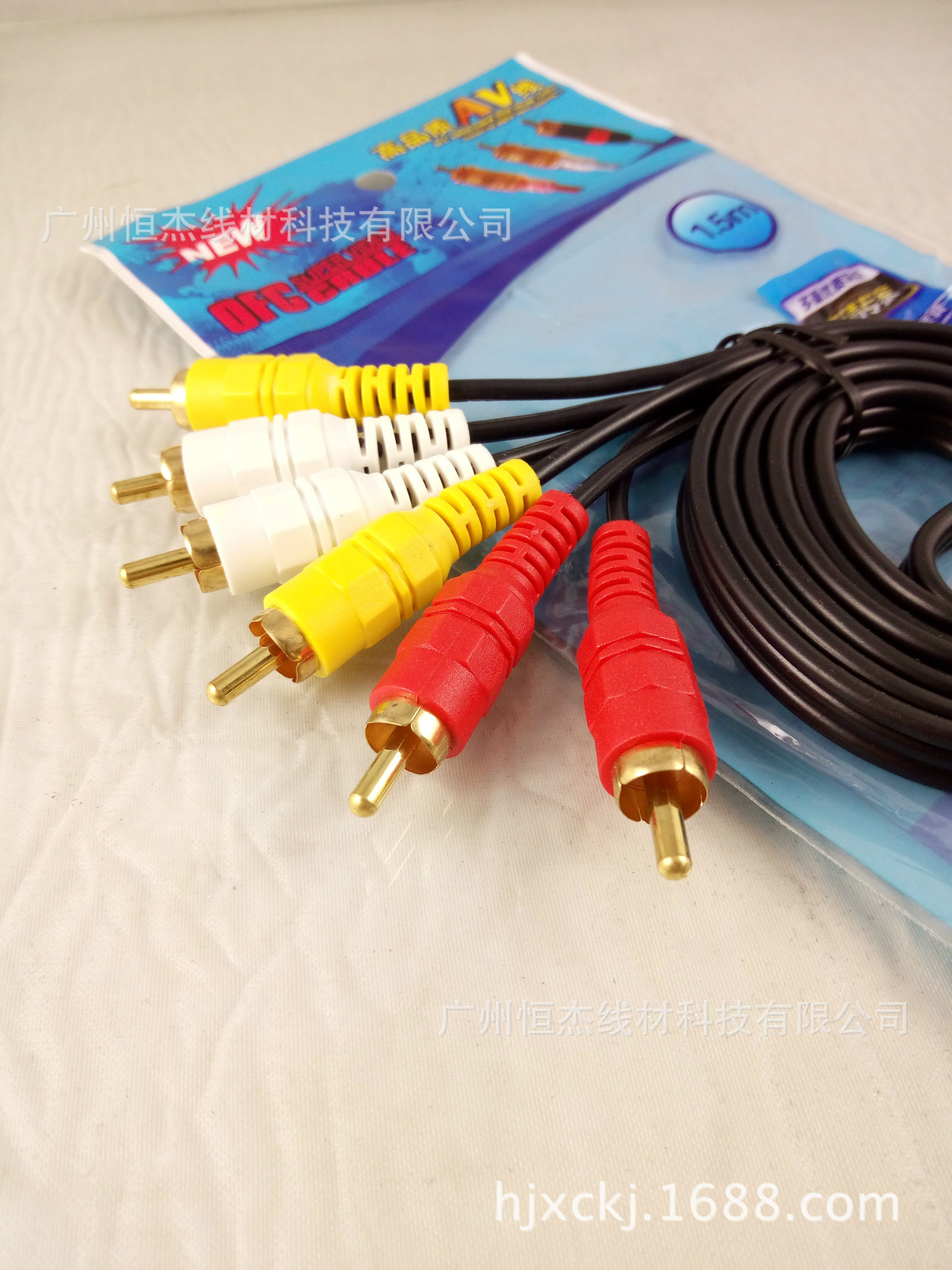供应1.5米三对三音频视线，3RCA对3RCA音频线 黑色六头AV线