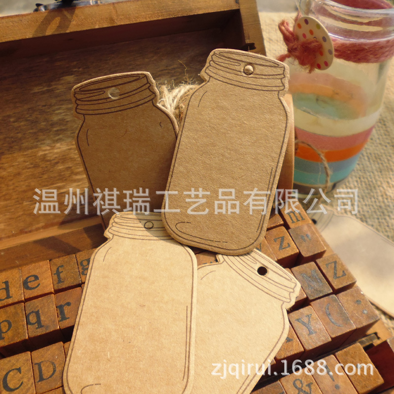 现货 跨境货源 许愿漂流瓶牛皮纸吊牌 空白可书写 留言 烘焙包装