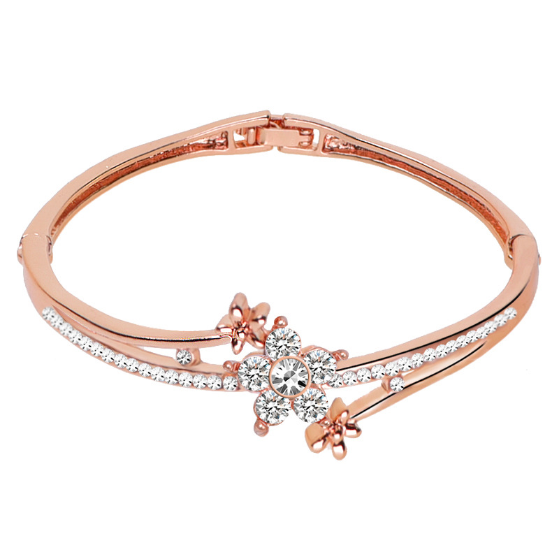 Rose Gold Bracelet Women's Wearing Versatile Jewelry Simple Flower Bracelet Factory Direct Selling Live_voghion.com