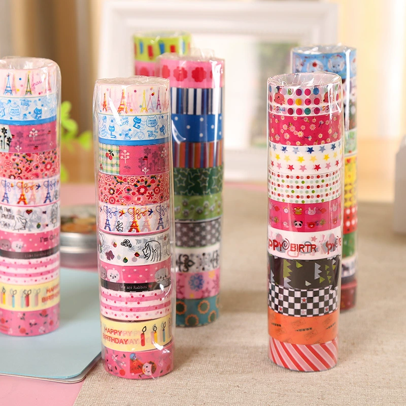 Набор было washi ленты с мультяшными рисунками, корейский стиль, assorted фигурки ко дню рождения, маленькие декоративные рулоны