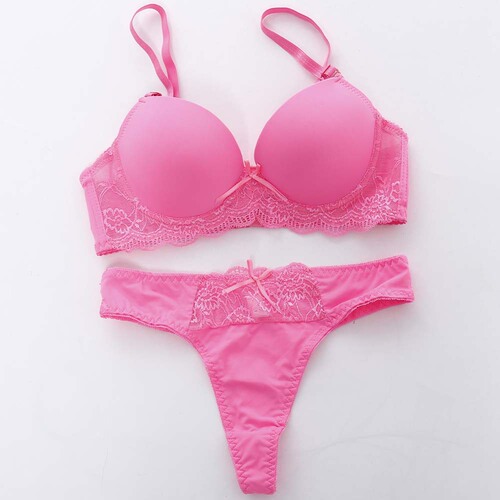 Women's sexy candy color bra set, underwear set, solid color lace bra set, AB cup