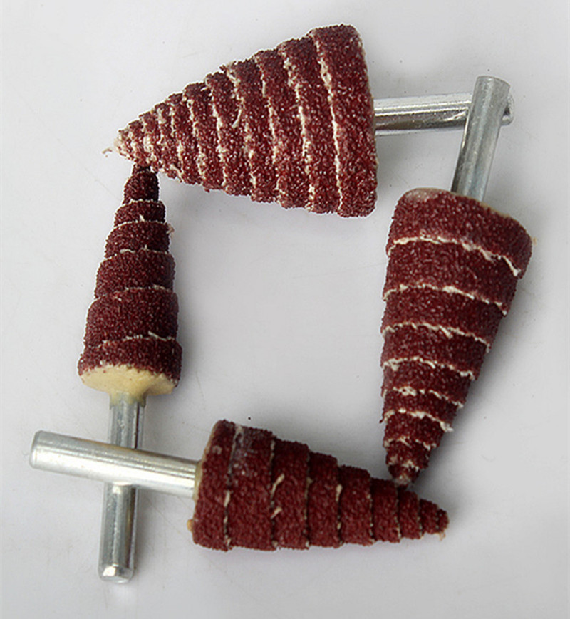 锥形带柄螺旋砂布磨头抛光打磨雕刻砂纸棒纱布卷6mm柄精品