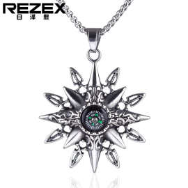 P0100-NK02 不锈钢项链时尚个性欧美户外指南针吊坠钛钢流行配饰