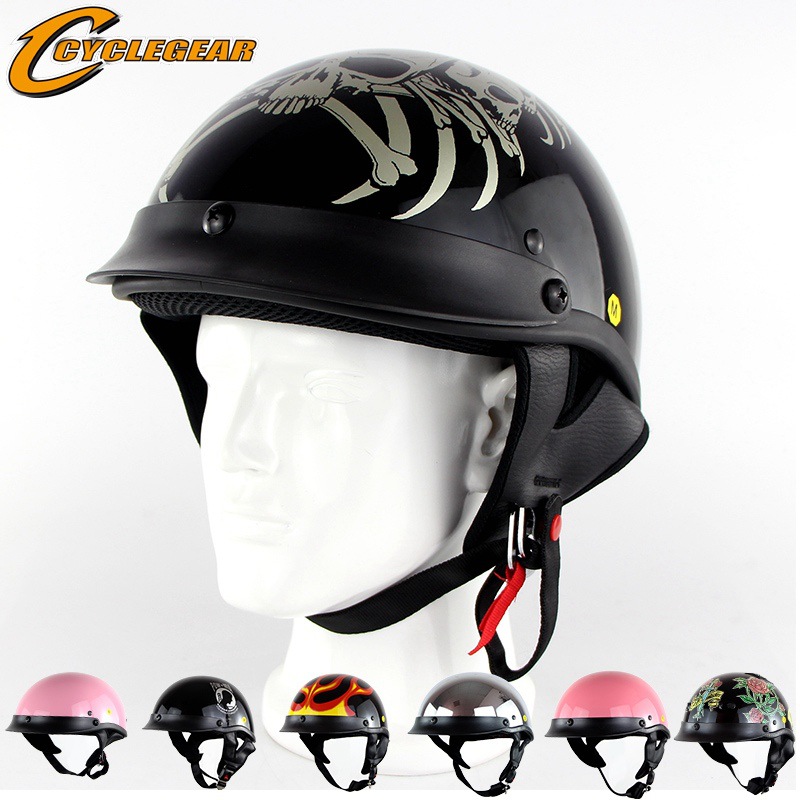 DOT哈雷摩托車頭盔電動車助力車頭盔鬼頭半盔安全帽cyclegear 103