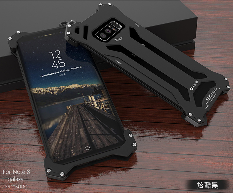 R-Just Gundam Aerospace Aluminum Contrast Color Shockproof Metal Shell Outdoor Protection Case for Samsung Galaxy Note 8