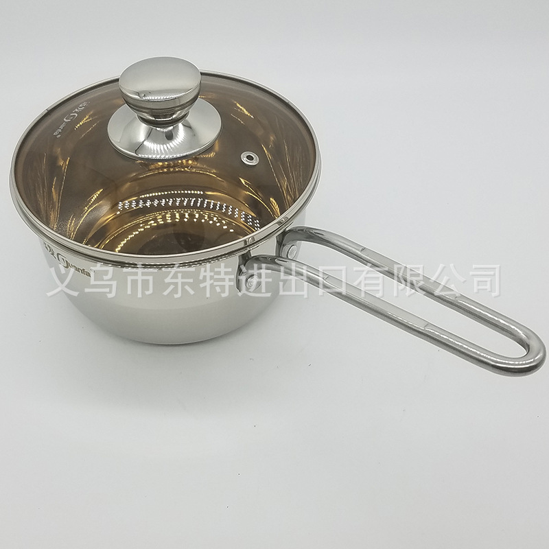 Factory direct sales of stainless steel single-handle milk POTS, household small cooking POTS, milk POTS, steel-handled instant noodle gift milk POTS detail image 3