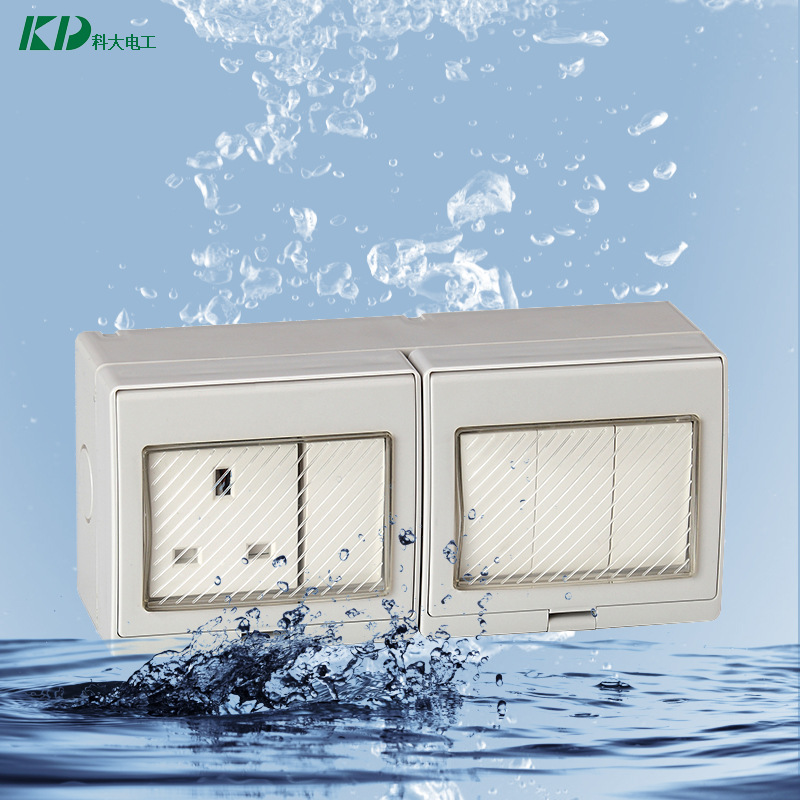 直销二位单控开关加南非标防水插座 防水开关插座KD-SA2S防水插座
