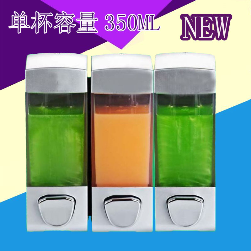 新款酒店单双三头皂液器壁挂式不锈钢手动大容量塑料洗发露沐浴瓶