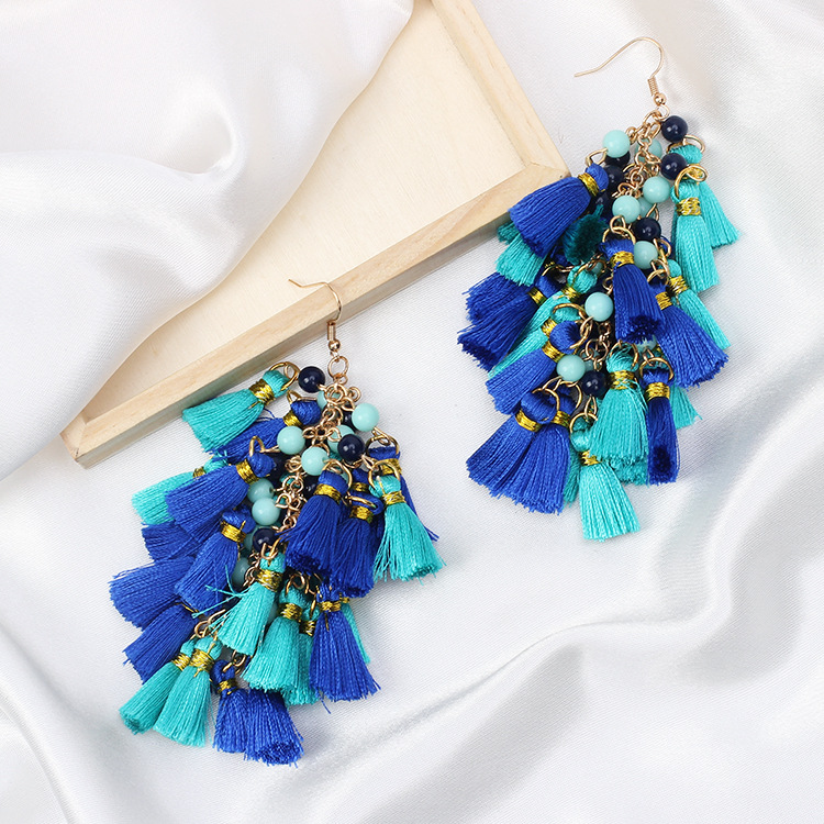 Fashion Exaggerated Multi-layer Tassel Earrings Wholesale display picture 6