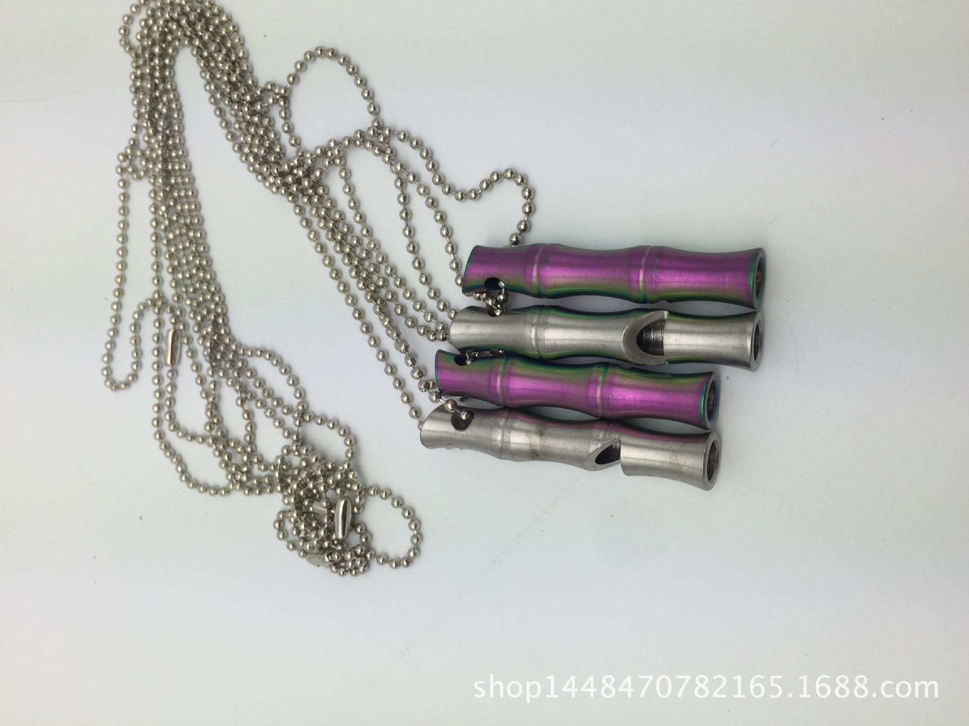 All-metal Bamboo Whistle EDC Stainless Steel Whistle Key Pendant High Decibel Survival Whistle Referee Whistle