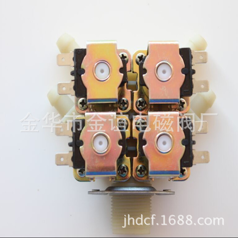 廠家批發  洗衣機塑料電磁閥-壹進四通常閉電磁閥-進水閥