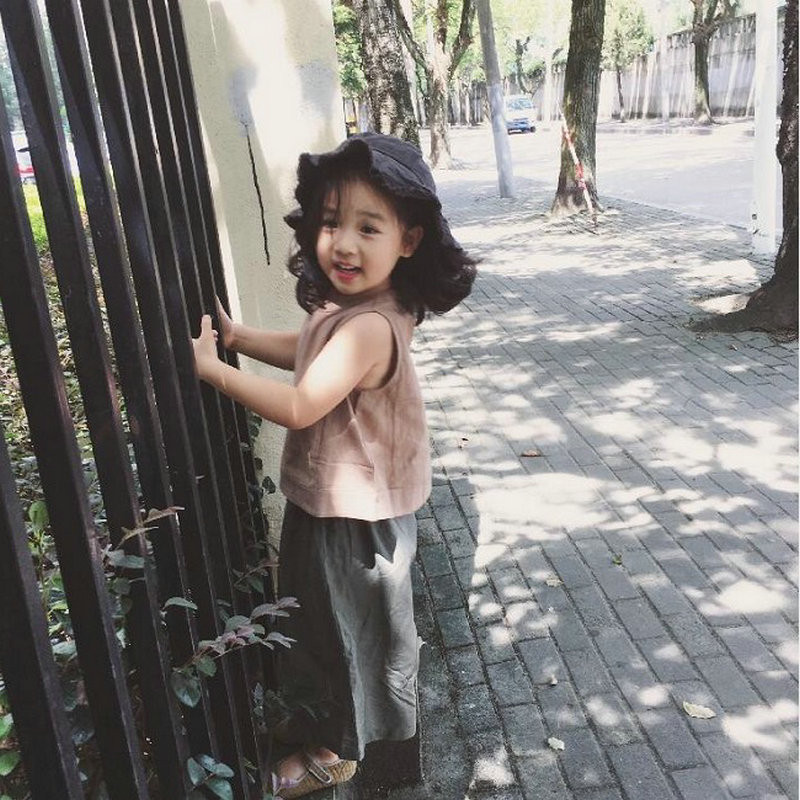 Children's clothing one-piece delivery girl suit refined cotton vest + loose wide-leg pants 22 summer new foreign trade 3-8 years old
