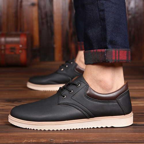 Work waterproof non-slip large leather shoes men's work shoes casual shoes Korean style men's shoes spring trendy shoes drop shipping