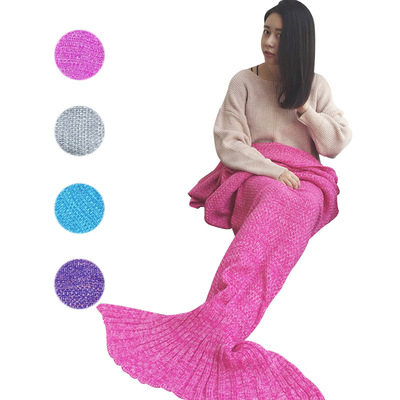 跨境专供成人常规款同款美人鱼尾巴毯子针织毛毯沙发毯空调毯|ms