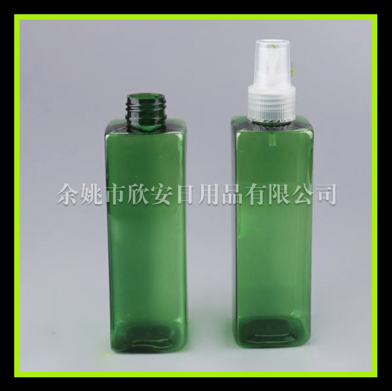 绿色方瓶喷雾250ml 纯露瓶 清洁液喷瓶 PET喷雾方瓶250ml美发喷壶