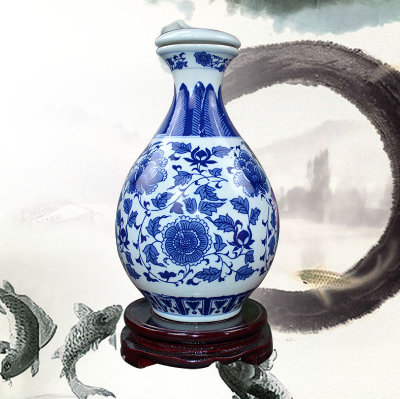 2斤3斤5斤青花玉壶春酒瓶酒罐子景德镇陶瓷酒坛子批发订做|ms