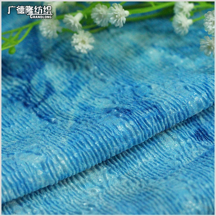 云彩扎染晕染水波纹压褶针织面料时装上衣长裙裤子配饰玩具箱包布