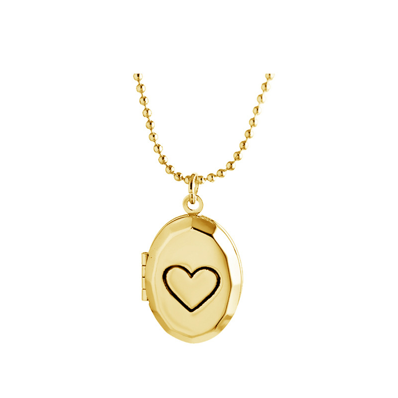 16g Weight Copper 18K Gold Plated Rose Gold Plated White Gold Plated Plating Oval Heart Shape Locket Necklace