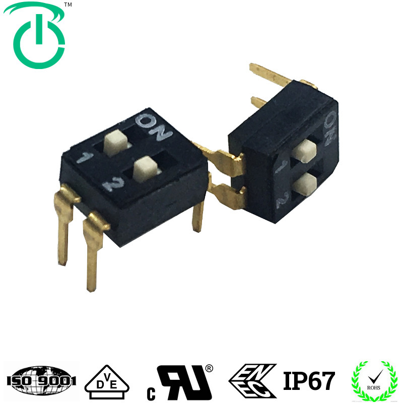 厂家生产进口材质黑色插脚2位3位4位8位镀金拨码开关