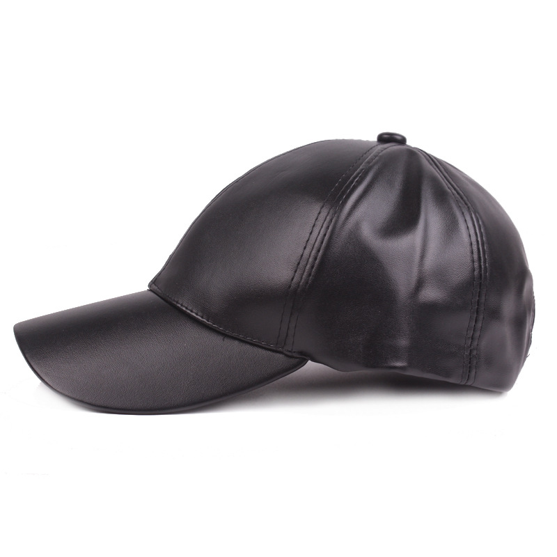 Leder Duckbill Cap Light Board Baseball Cap Herren und Damen Leder Cap Herbst PU Cap Monochrom Damen Modische und vielseitige Reise Cap_voghion.com