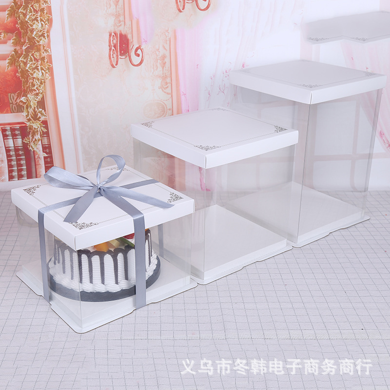 三合一网红蛋糕包装盒透明塑料生日数字蛋糕盒现货厂家批发创意款