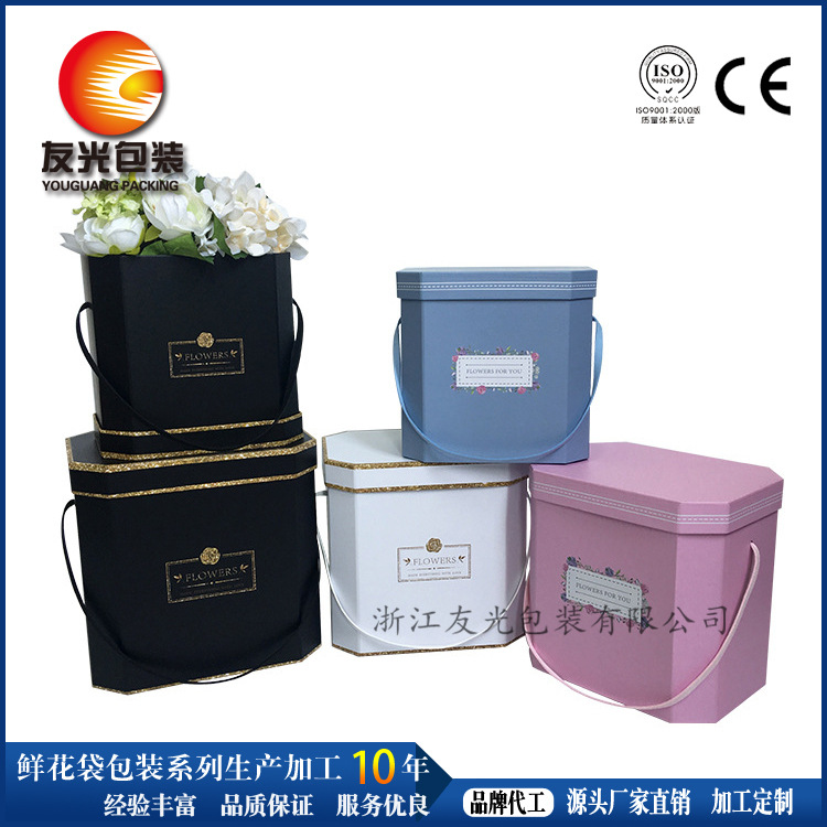 提供简约手提礼盒 鲜花礼品盒 高筒圆柱形抱抱桶 礼物盒包装零售