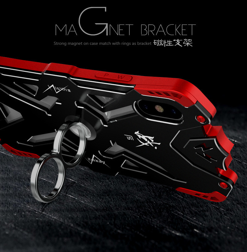 SIMON THOR Magnetic Bracket Aviation Aluminum Alloy Shockproof Rugged Metal Case Cover for Apple iPhone X