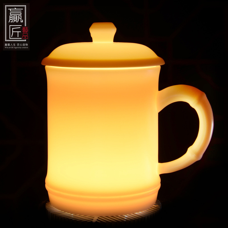 Winjiang Dehua porcelana blanca Oficina taza de té oveja grasa Jade jefe de porcelana Presidente Conferencia Taza de cerámica taza de té de la Oficina