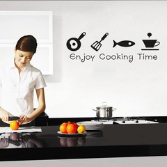 外貿新款英文enjoy cooking time新款廚房客廳精雕牆貼紙 ZY8300