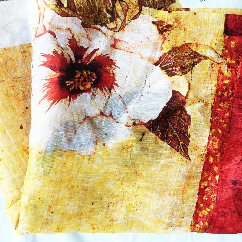 数码直喷活性印花 丝麻服装面料 连衣裙印花面料