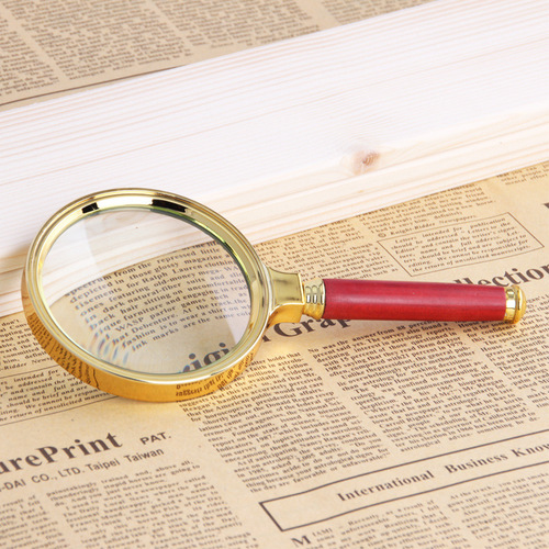Magnifying glass HD 10x handheld reading for elderly, jewelry and jade identification 80mm, imitation mahogany handle magnifying glass