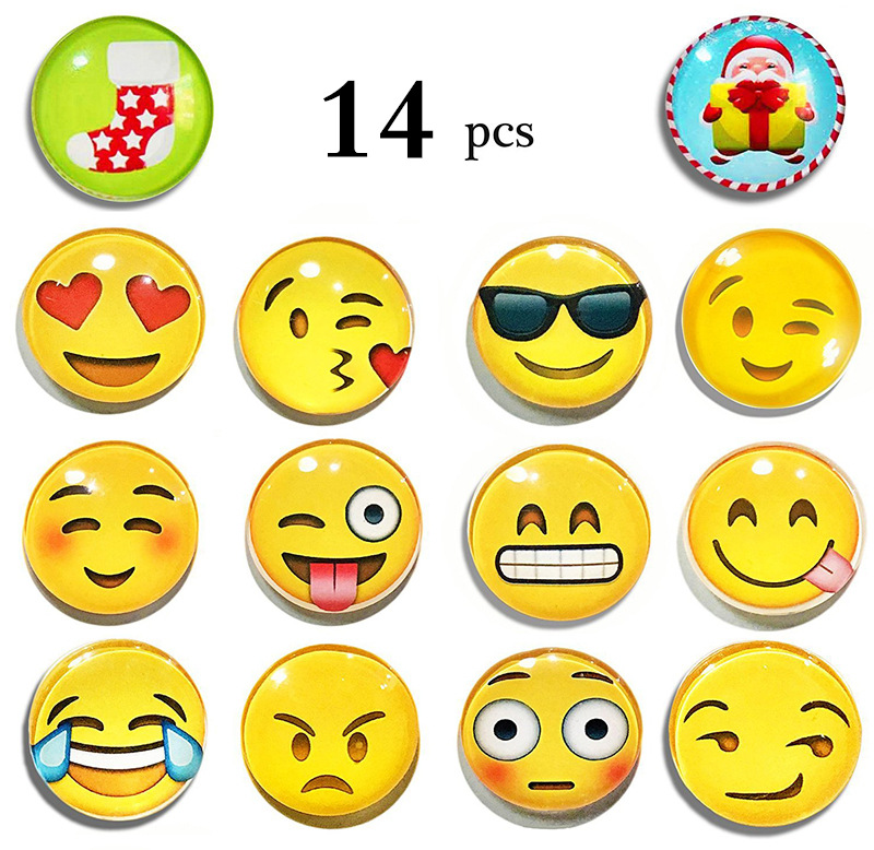 14pcs/套 emoji笑脸表情时尚水晶玻璃冰箱贴 ebay速卖通外贸爆款