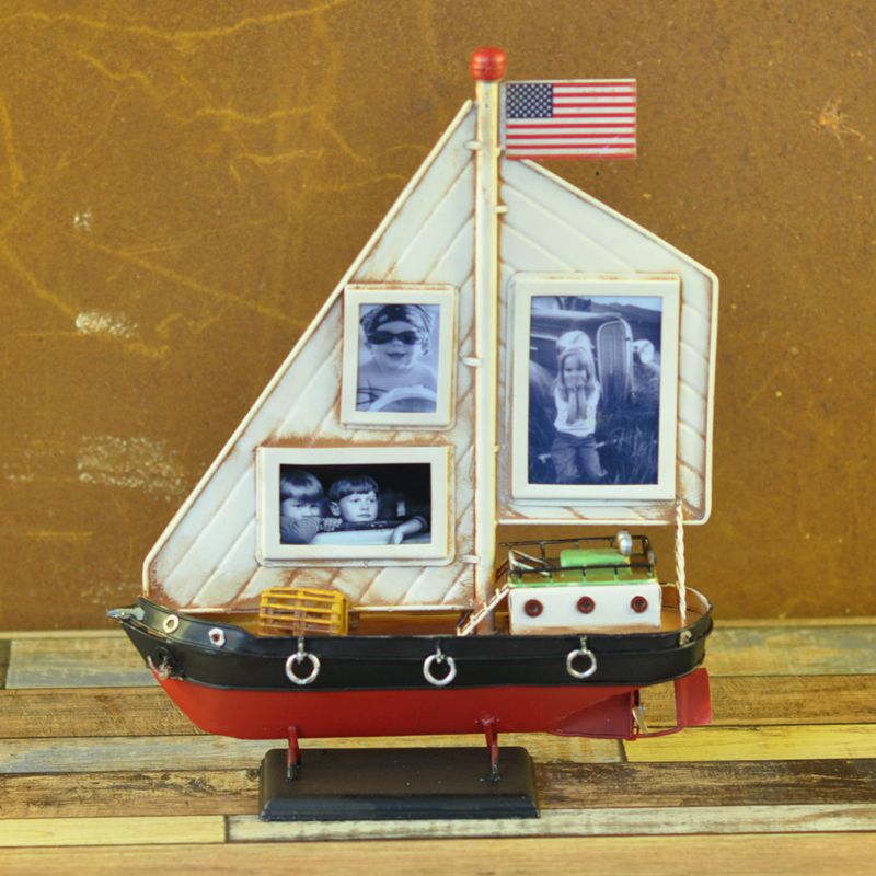 新款手工帆船照片墙 金属工艺品装饰 家居生日礼物摆件详情图8
