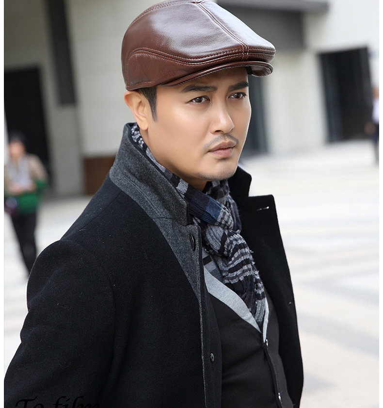 Men Genuine Newsboy Leather Hat Cap Gatsby Flat Golf Cabbie Made In USA - Foto 6